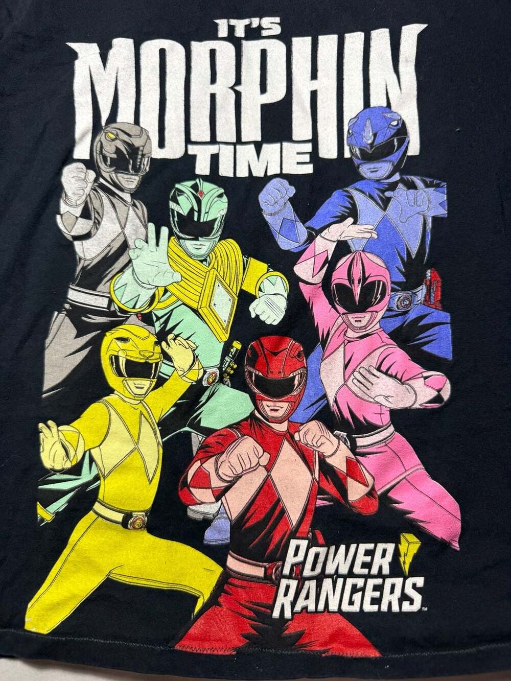 Power Rangers It's Morphin Time Graphic T-Shirt Black Size Small